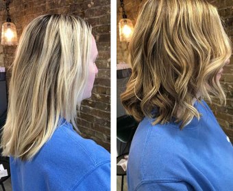 Hair Colour Before and After at Hair by Elements Hairdressers in Bishop's Stortford
