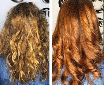 Hair Colour Before and After at Hair by Elements Hairdressers in Bishop's Stortford